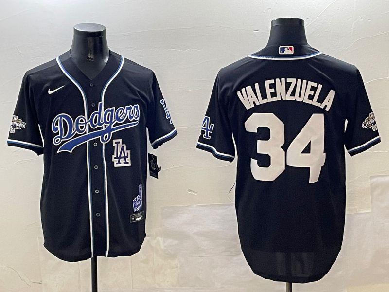 Men Los Angeles Dodgers #34 Valenzuela Black Fashion Game 2025 Nike MLB Jersey style 3069->los angeles dodgers->MLB Jersey